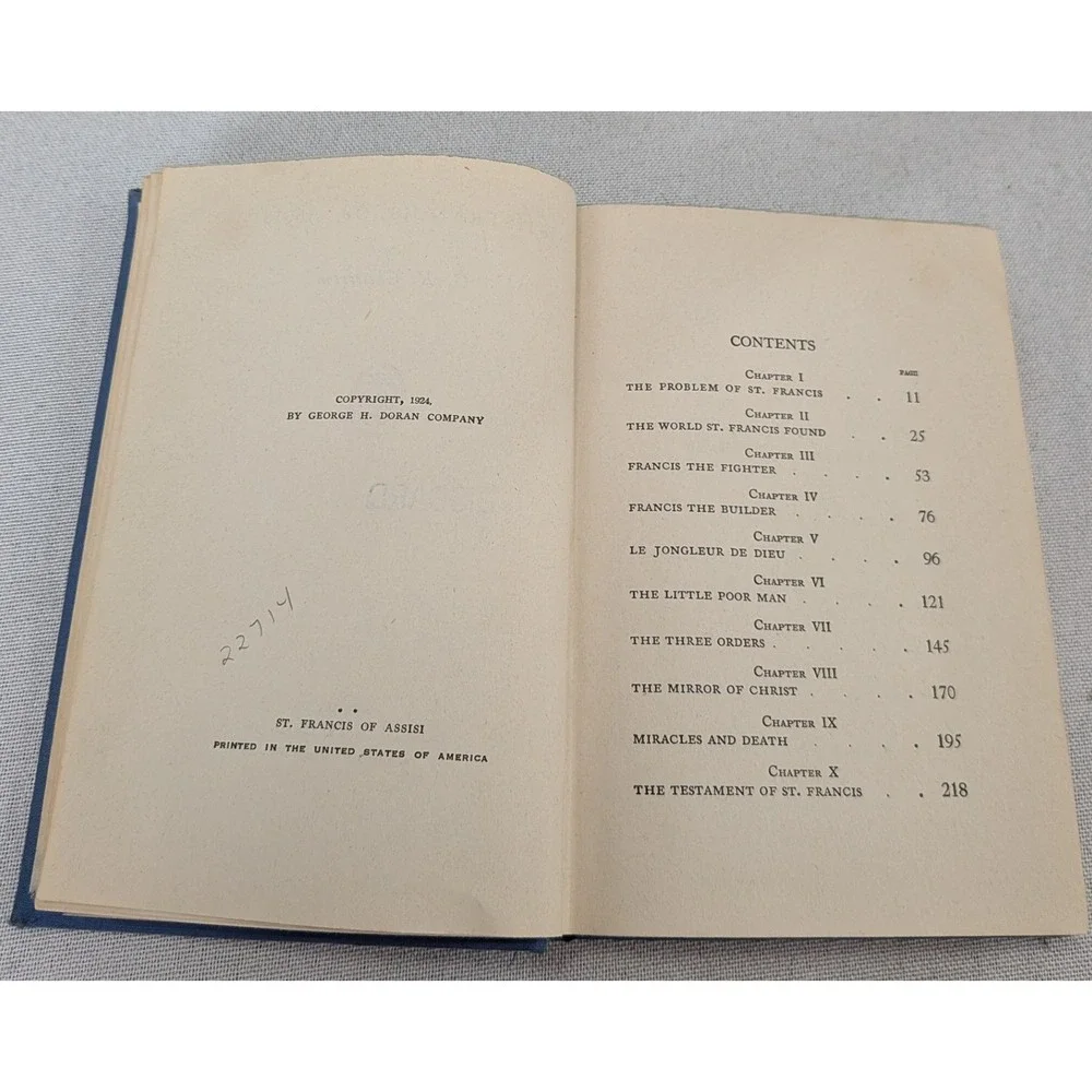 Doubleday St Francis of Assisi Book G.K. Chesterton Blue Fair 1945 Ex-Library